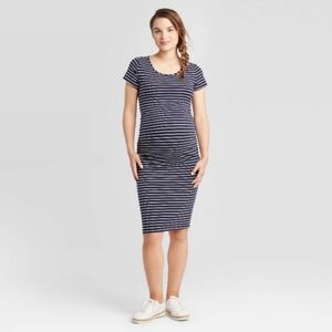 Maternity Navy blue striped dress Small